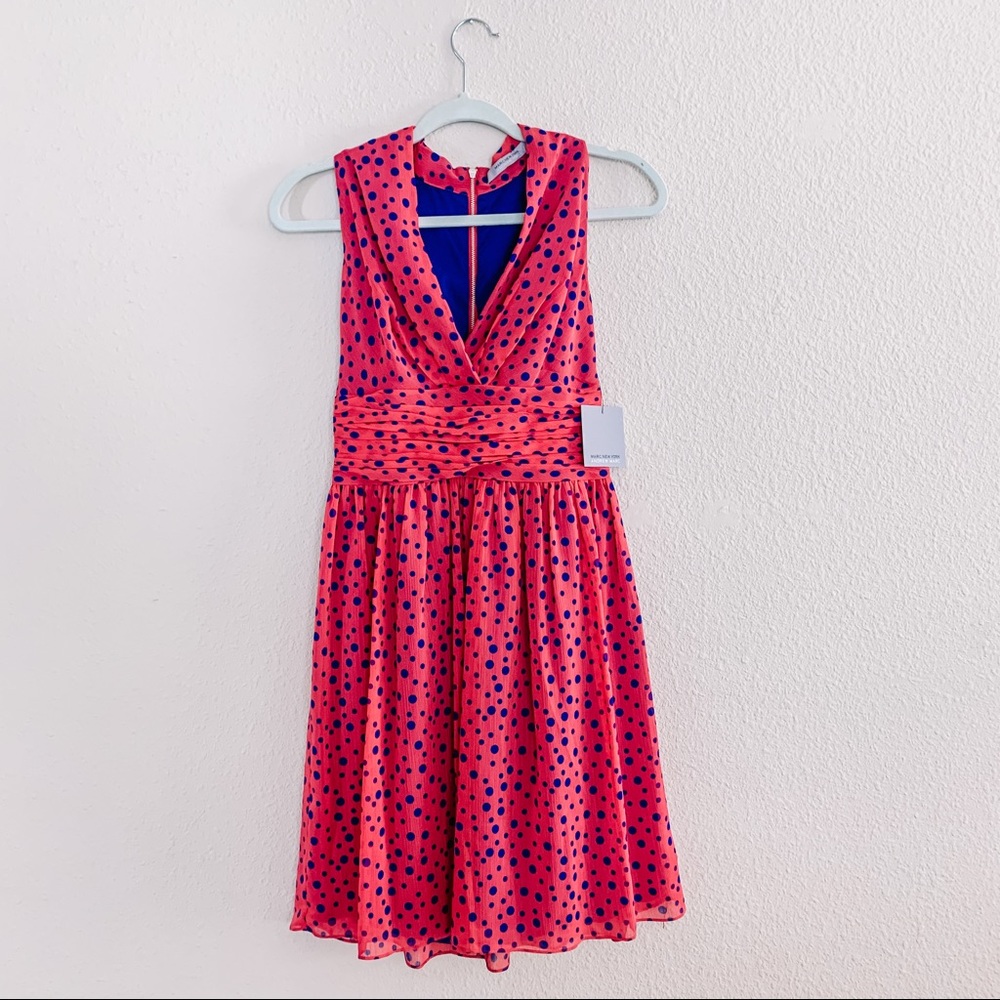 Marc New York pink chiffon polka dot dress sz 4